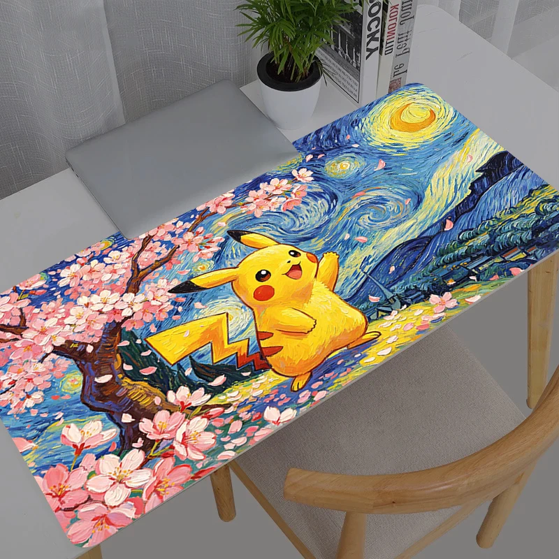 Tapis de souris pour ordinateur, tapis de souris de jeu Pokemon Pikachu, tapis de souris durable, grand tapis de souris, tapis de clavier pour gamer, tapis de bureau XXL pour PC, tapis souris