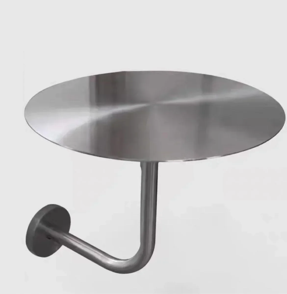 Wall-mounted Round Table Stainless Steel Small Coffee Table Modern Milk Tea Shop Creative Straight Column Space-saving Tables