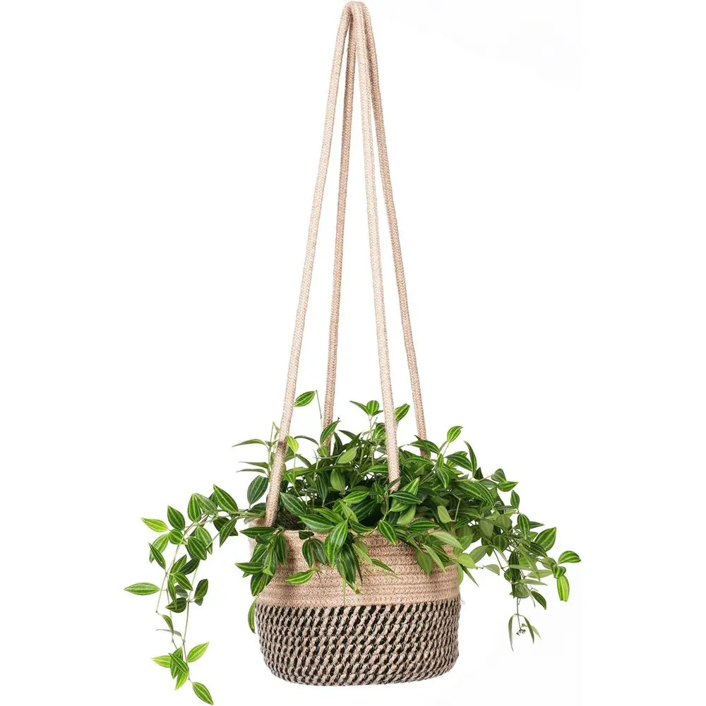 Hanging Planter Basket, Rope Woven Plant Holder hangers, Up to 7” Pot | Indoor plant hangers with modern storage organizer or ho