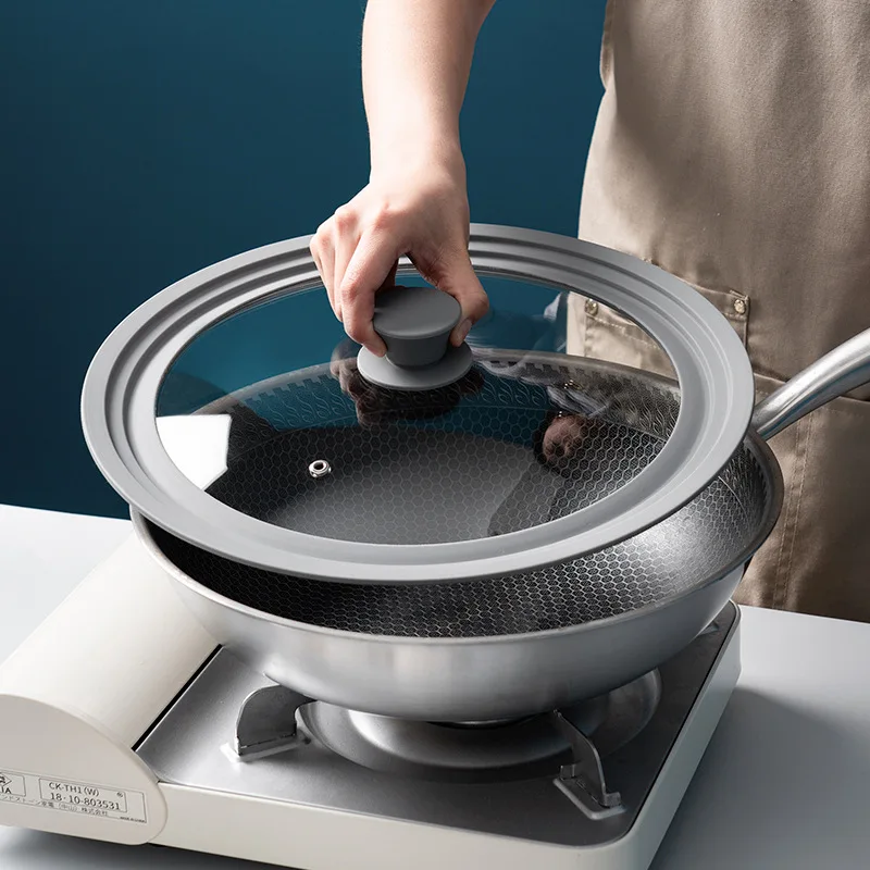 Universal Silicone Glass Lid For Pots Pans Tempered Glass Lid with Steam Vent Frying Pan Cover Dishwasher-Safe Kitchen Tools