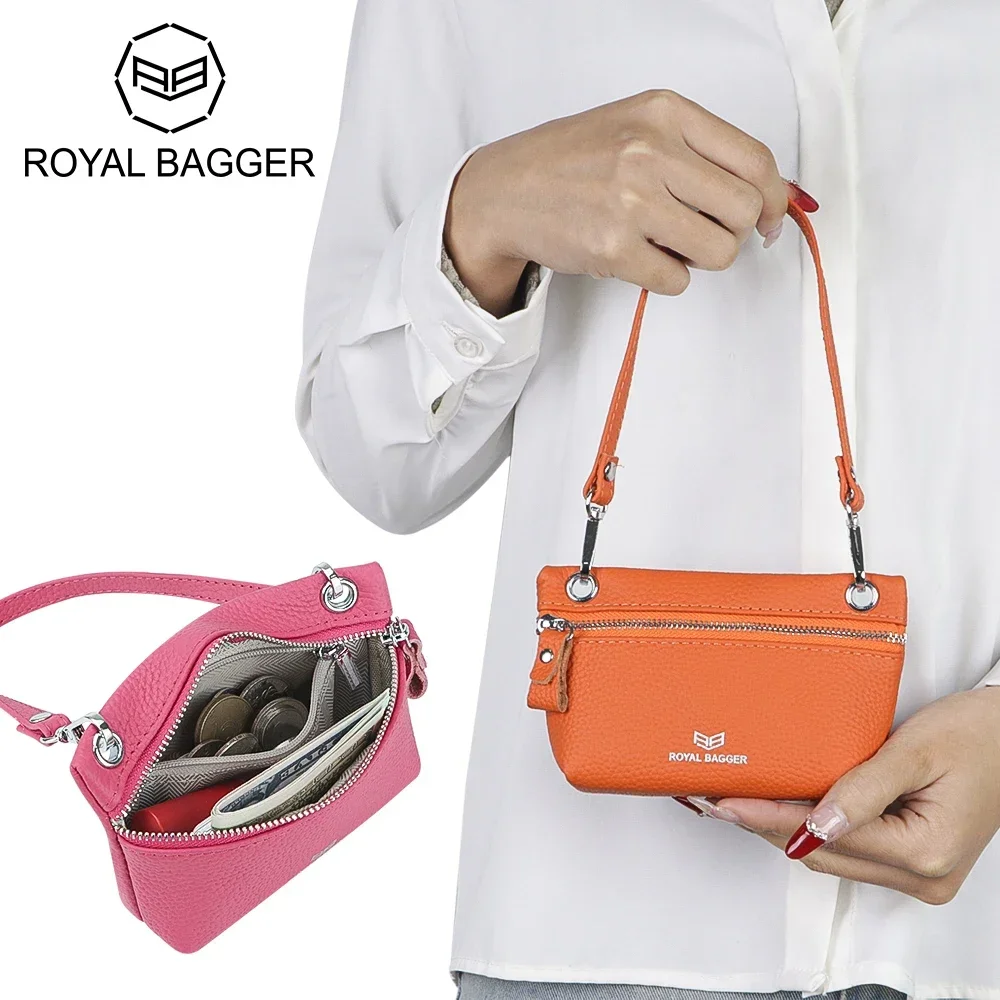 

Royal Bagger Genuine Leather Clutch Wallet Purses for Women Fashion Casual Coin Purse Cute Small Lipstick Storage Bag 2755