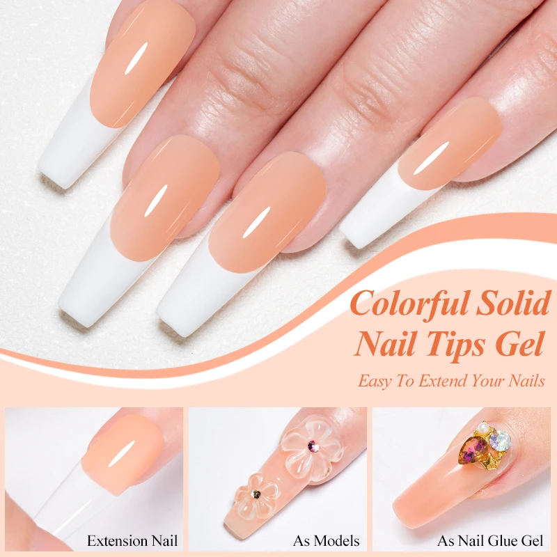 MEET ACROSS Solid Nail Tips Gel 5g Transparent Pink UV LED Function Gel UV Lamp Nail Extension Gel Soak Off Nail Art Gel Varnish