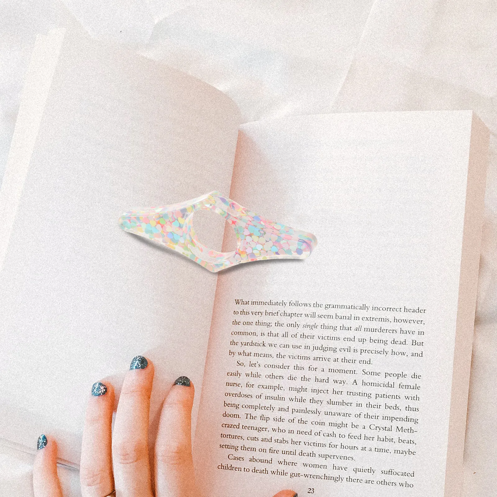 Thumb Page Holder Plastic Book Support Device for Holding Pages Open While Sitting Standing Or Lying Down Portable Reading Aid