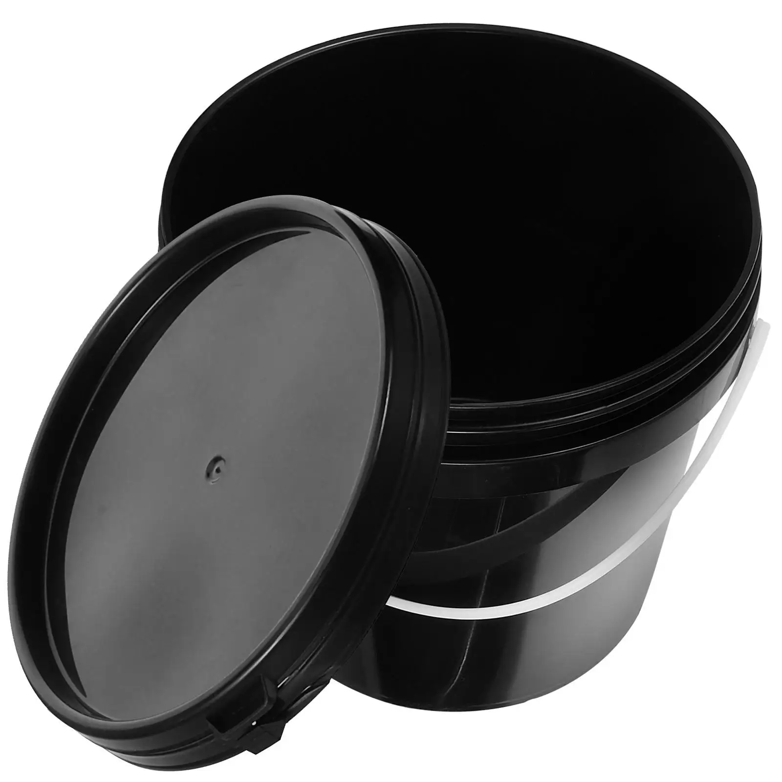 2L Black Lightproof Bucket Durable Plastic Container With Handle Empty Paint Cans Round Lid Paint Bucket Storage For Paint