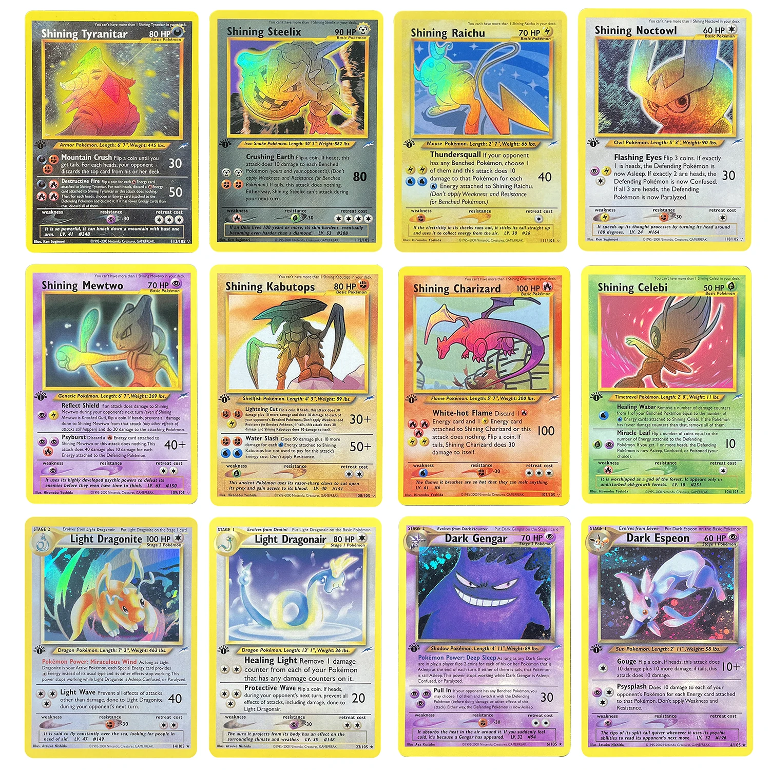 PTCG cartes proxy Neo destin brillant Charizard brillant kabutops lumière Dragonite foncé Espeon foncé Gengar TCG bricolage carte cadeaux