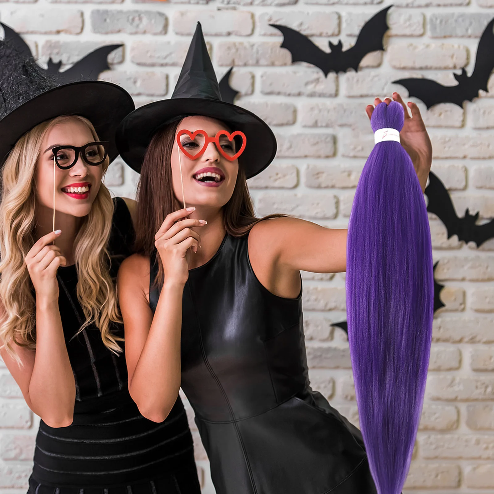 Cabelo longo roxo trança pré esticado-cabelo trança sintética para crianças mulheres palco festa de halloween traje cosplay