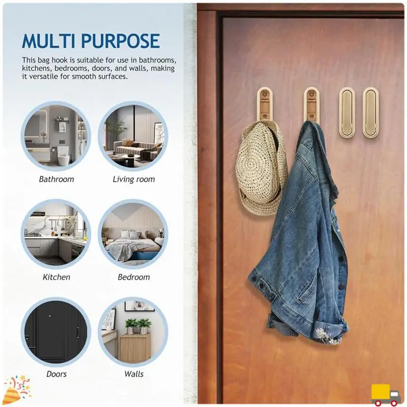 Składane haczyki ścienne 2 szt. złote, metalowe składane haczyki ścienne - oszczędzające miejsce, do łazienki, kuchni, sypialni, na ręczniki