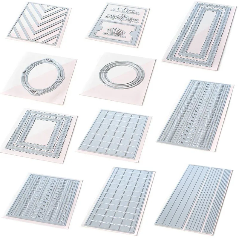 Troqueles de corte de Metal para álbum de recortes DIY, marco de fondo de círculo cuadrado de línea, molde de cuchillo, punzón de hoja, fabricación