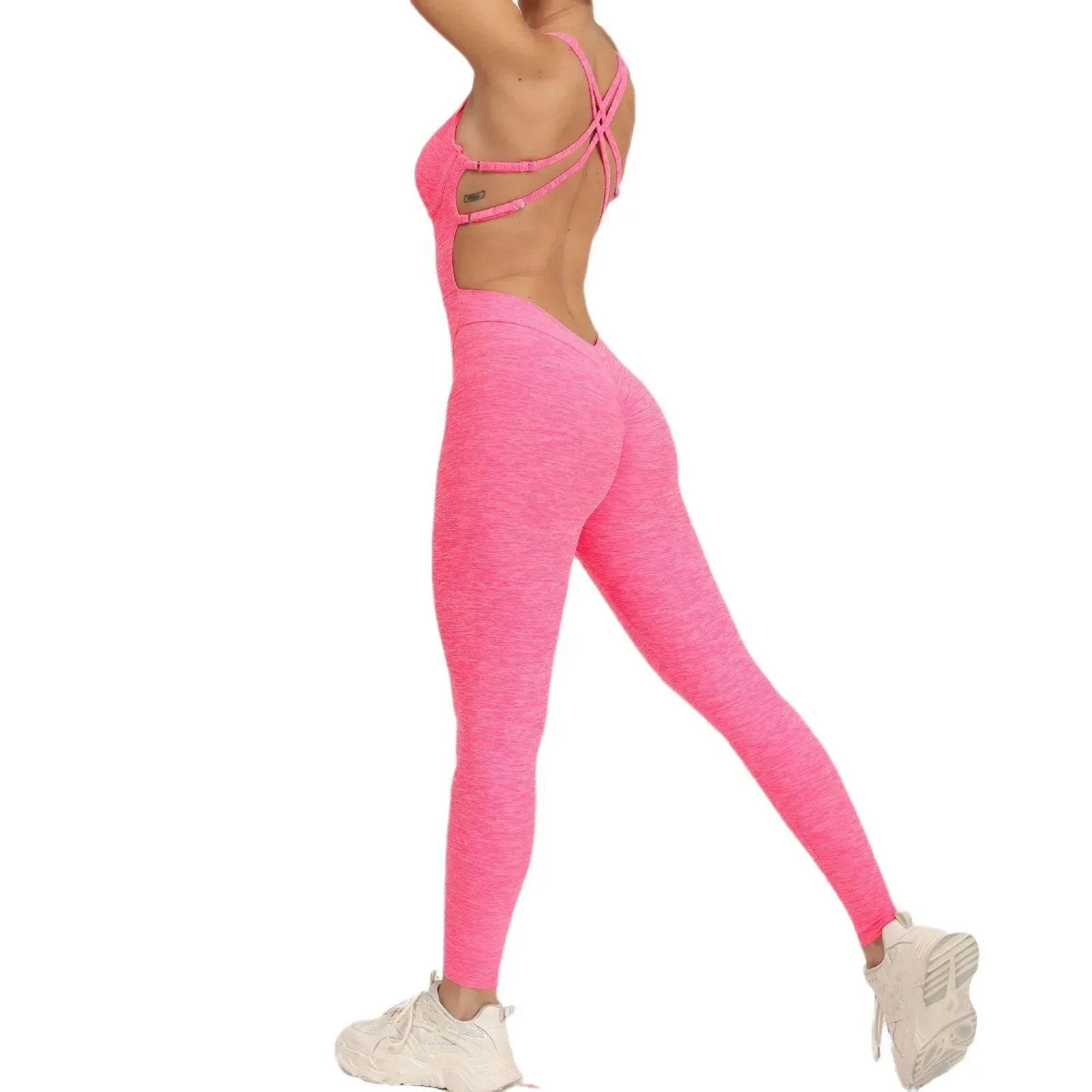 Seamless Yoga Jumpsuits Sports Fitness Peach Hip Raise Cross Beauty Back Dance Belly Contracting One-piece Tracksuits for Women