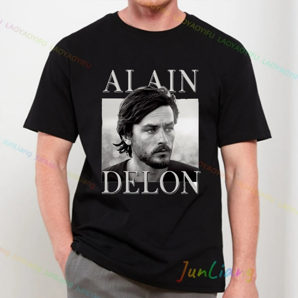 Alain Delon Men T-Shirt Y2k Vintage Top 100% Cotton Short Sleeve Women's T-shirts Aesthetic Clothing New in Tops & Tees Tshirt