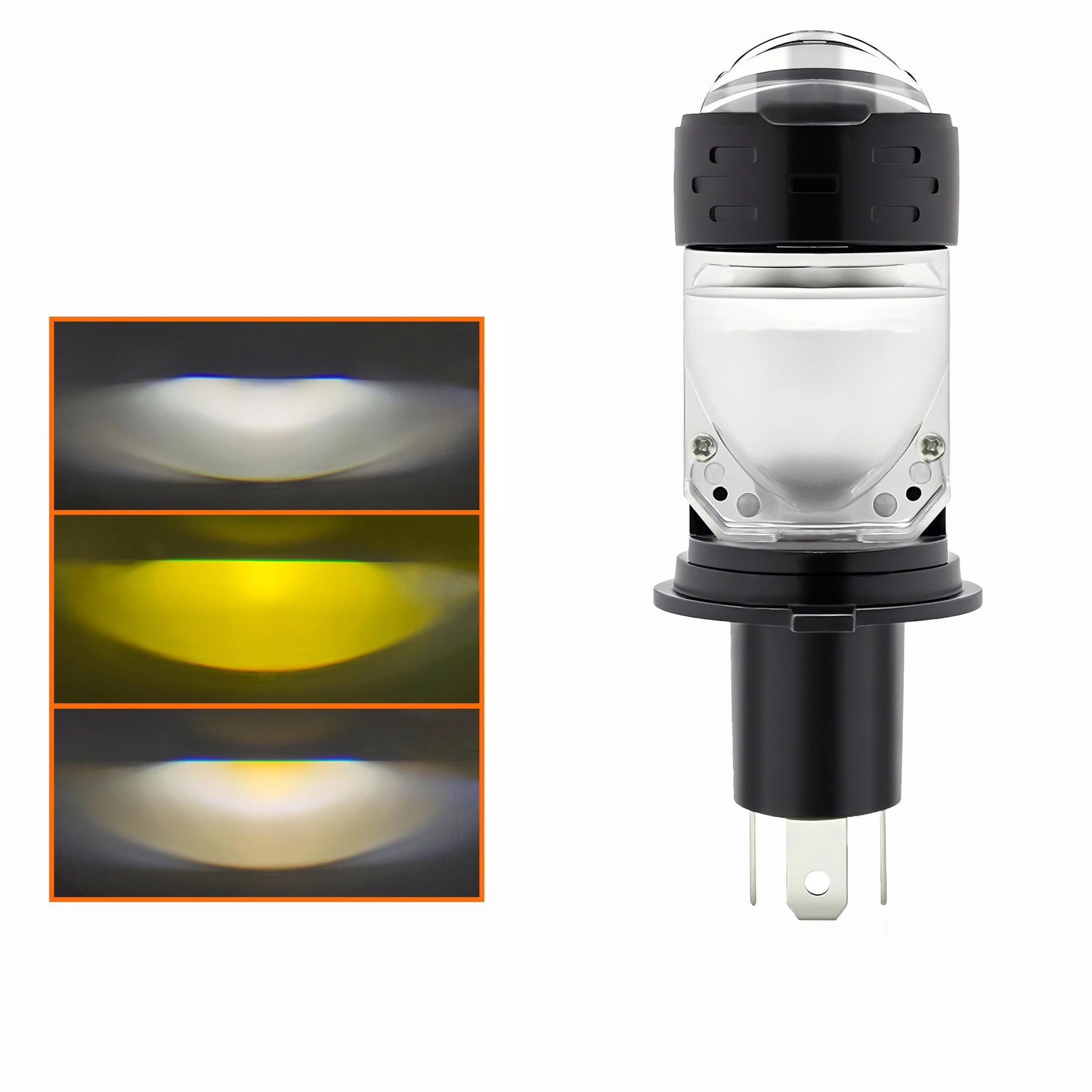 

80W H4 3-Color Headlight 3570 LED Golden Beam Bi-Beam Built-in Projector for Car Motorcycle Penetration Car Accessories