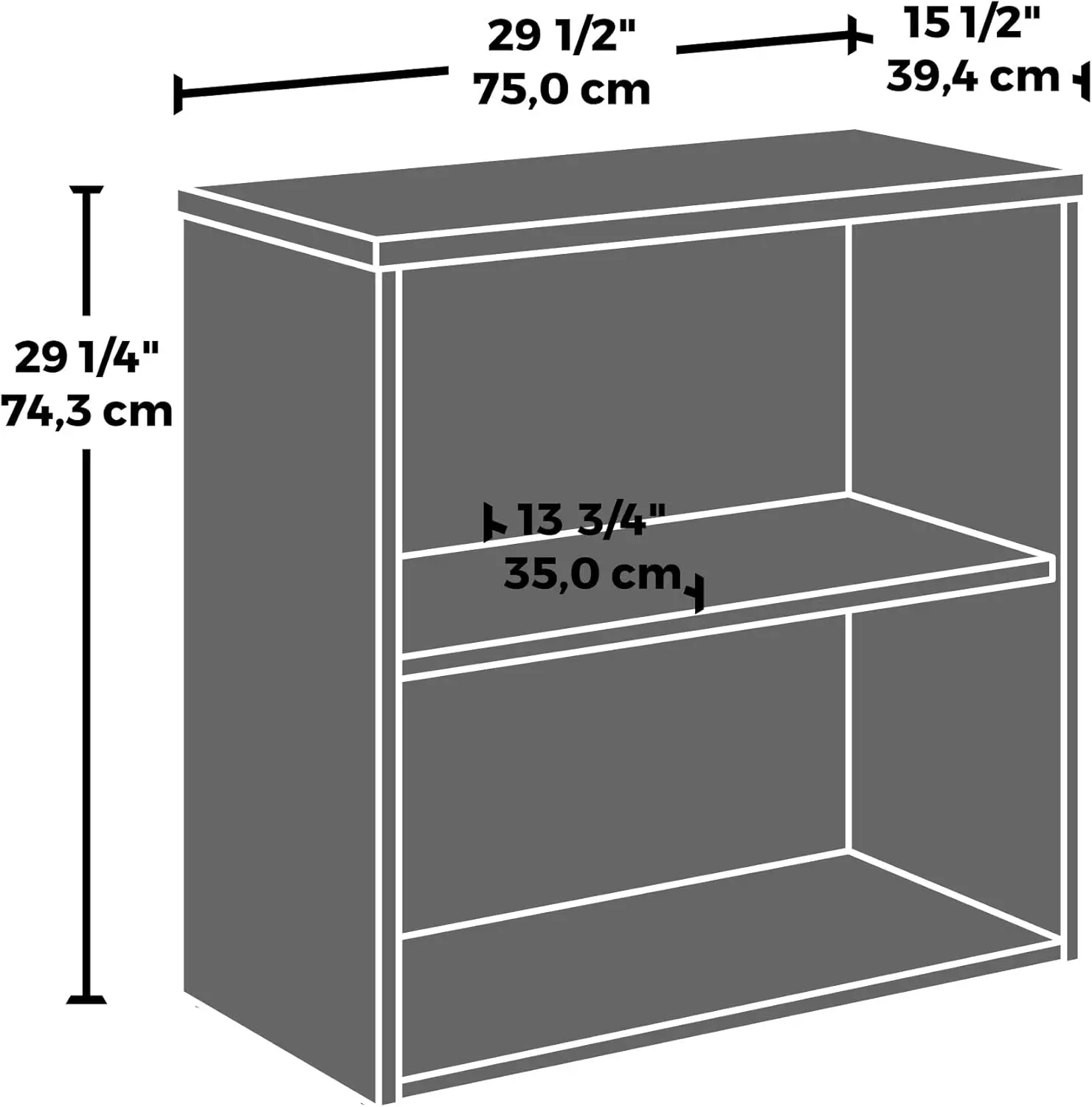 Estante Estante para Obras de Escritório Sauder Affirm, 2 Prateleira, Hitchard Elm Finish