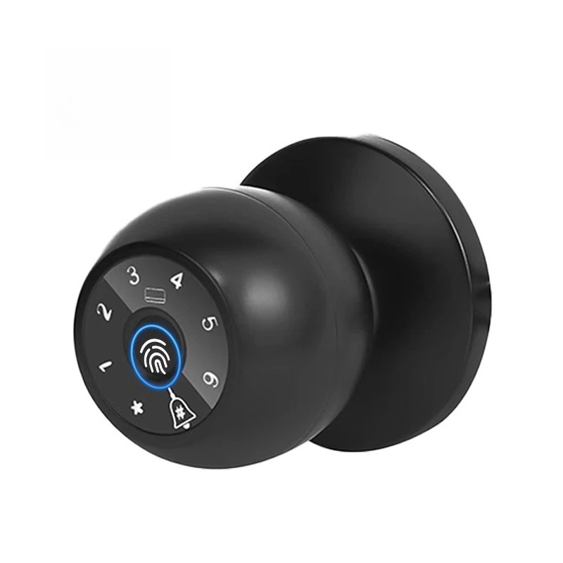 Wifi BLE Biometric Smart Door Lock Indoor Fingerprint Door Cylinder Smart Knob Lock With Key