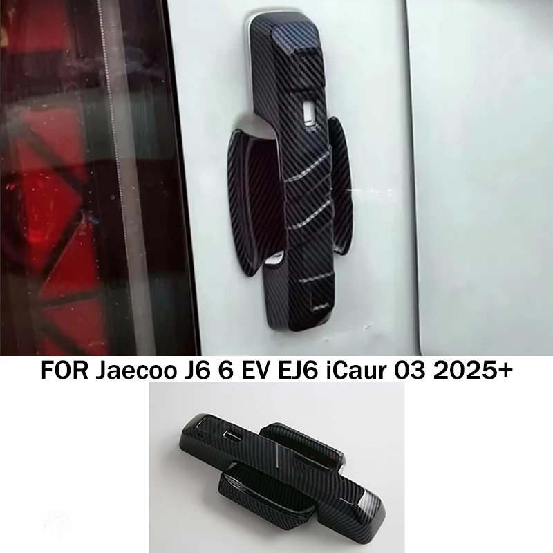 

Car accessories FIT For Jaecoo J6 6 EV EJ6 iCaur 03 2025+ black Carbon Fiber ABS Tailgate Handle Modification Part