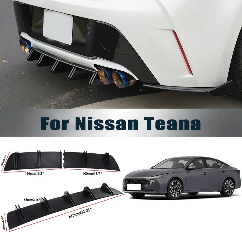 Rear Bumper Shark Fin Diffuser ABS Curved Aero Splitter Anti-Collision Chassis Protector For Nissan Teana Car Styling