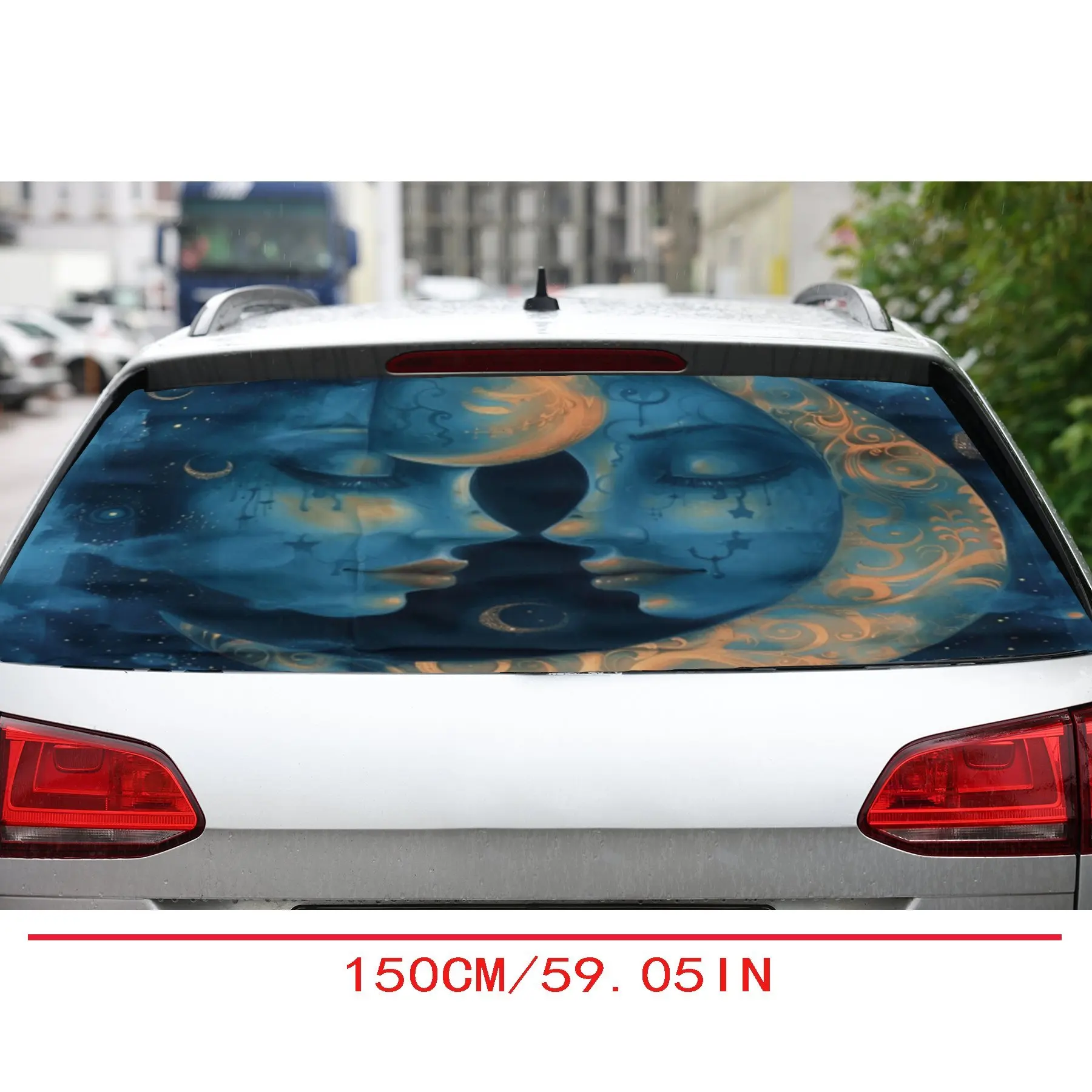 The weeping moon PVC material self-adhesive waterproof car rear window sticker, easy to paste without falling off, waterproof an