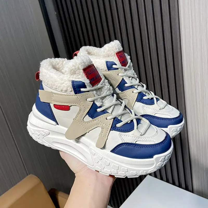 

Women's Winter Warm Snow Boots 2025 New High Top Thickened Platform Fleece Lined Dad Sneakers Athleisure Cotton Shoes