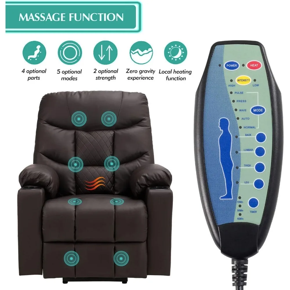 Power Lift Recliner Chair with Massage and Heat- Electric Recliners Chair for Elderly &with 2 Cup Holders