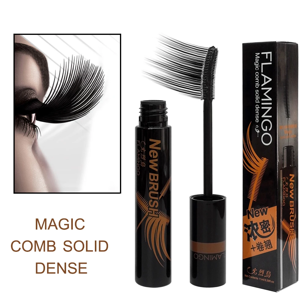 Eye Makeup Mascara Brand Flamingo Magic And Stereo Comb Dense Lengthening Waterproof Easy to Wear Mascara