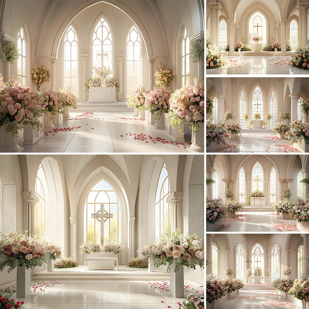 Mocsicka Baby Show Church Baptism Background Arched Cross Floral Backdrop Decor Wedding Bride Show Photography Studio Props