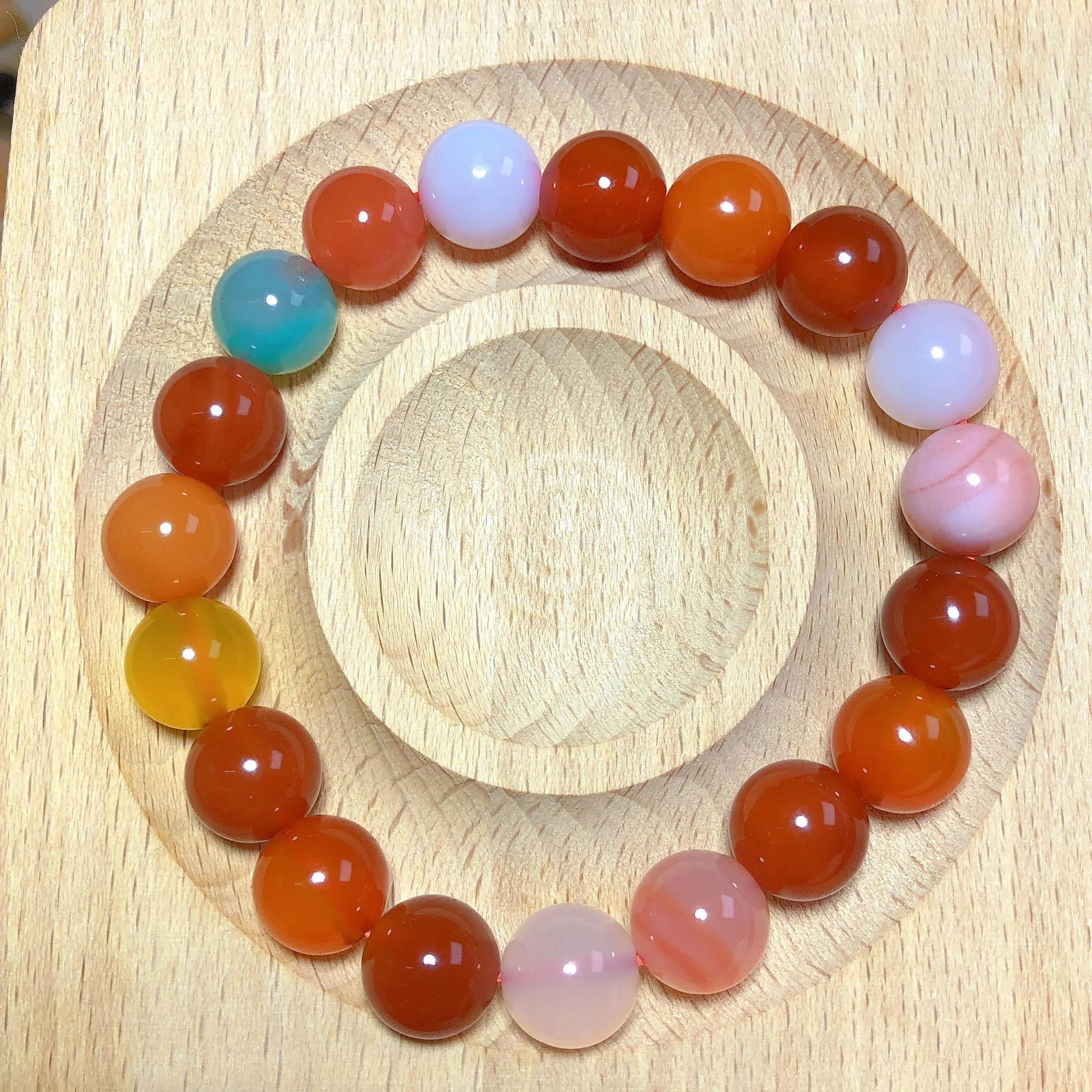 

Natural Crystals Yanyuan Agate Bracelet Colorful High Quality Women Men Gift Elastic Healing Beads Energy Mineral Ore