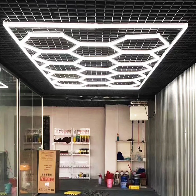 Imagem -05 - Honeycomb Hexagon Teto Lâmpada para Auto Detalhamento Luz Led Garagem Car Wash Beleza Iluminação de Palco 110v240v Zk20