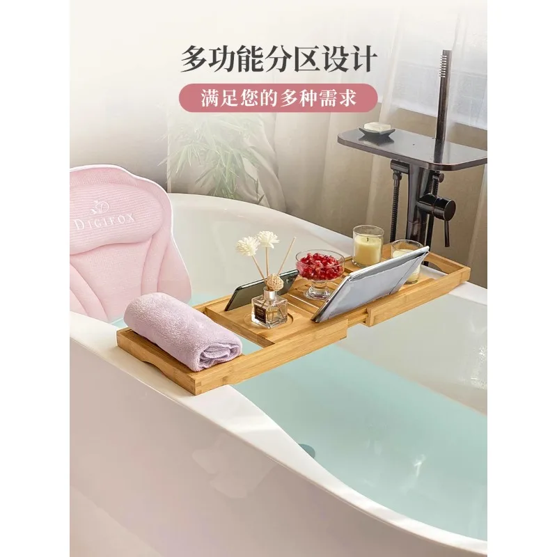 Bathtub storage rack, retractable European style multifunctional bathroom bath phone storage rack, bathroom storage board