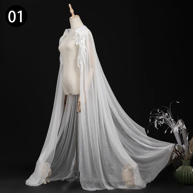 Women Hanfu Feather Cloak Shawl Elegant Gauze Hooded Cape Chinese Style Cosplay Costume 2026Halloween Cape Long Cloak