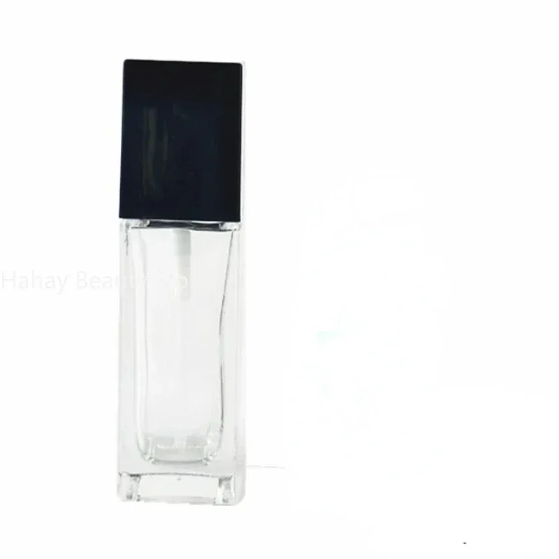 30ml/50ml/100ml przezroczyste szklane butelki perfum butelki z rozpylaczem puste kwadratowe butelki zaciskane Nick butelka perfum niezbędne w podróży