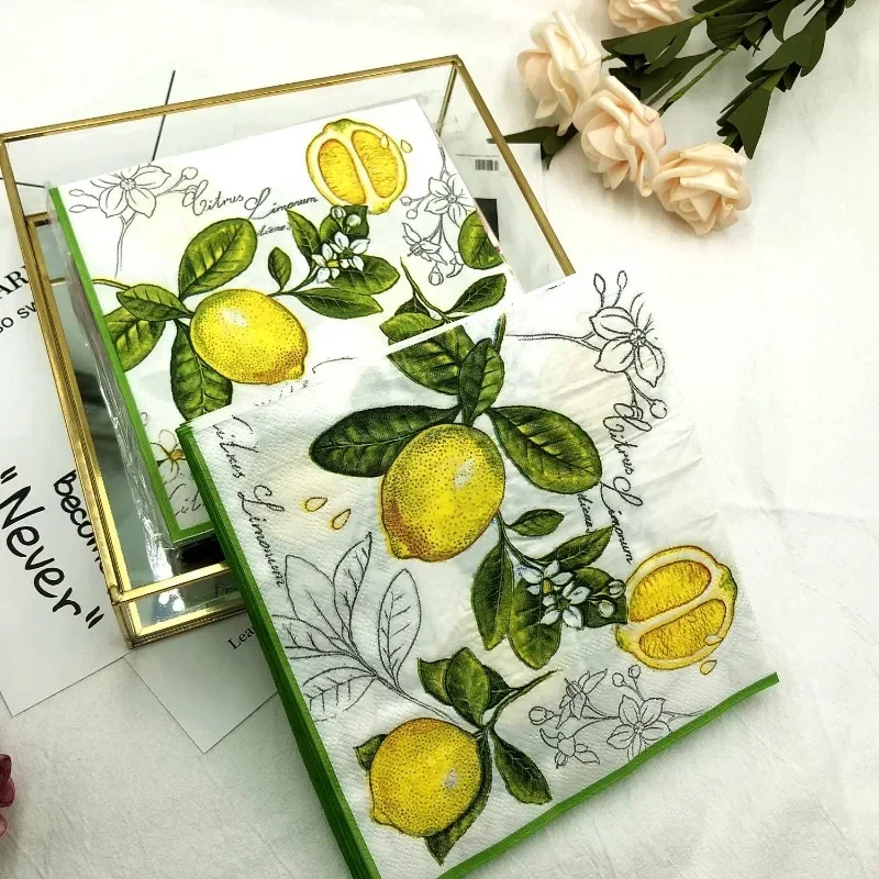 20pcs 33*33cm 2-Ply Colourful Wood Pulp Napkins Lemon Style Party Decoration Paper Placemats Butterfly Bart Paper