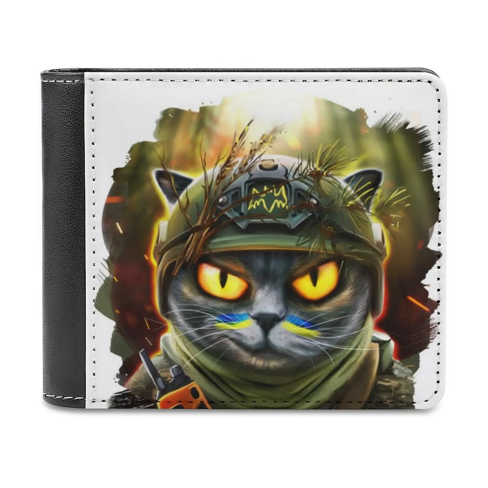 

Ukrainian Cat Agent In The Night Forest Leather Wallet Men's Wallet Diy Personalized Purse Father's Day Gift Ukraine Agent Army