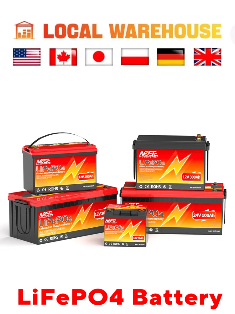 AliExpress MOSEWORTH LiFePO4 Lithium Battery 12V 24V 36V 48V 100Ah 200Ah 300Ah 50Ah Built in BMS Deep Cycle Rechargeable Batteries for Trolling Motor