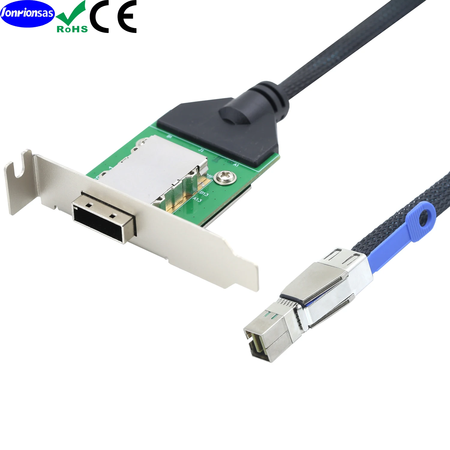 

Mini SAS HD SFF-8644 to HD-8088 female bend server adapter card conversion cable