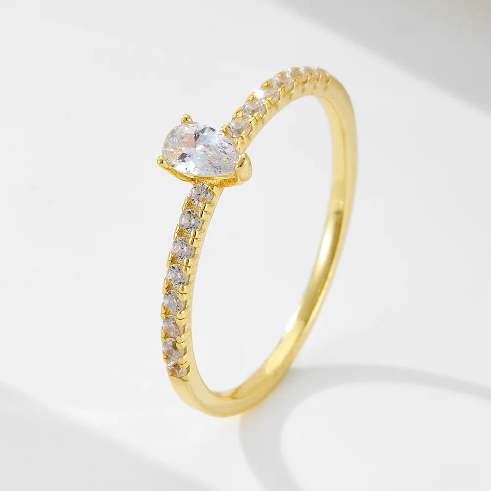 

Withered Elegant Party Jewelry Rings Women's Ring Waterdrop Zircon Sterling Silver Ring For Women's Index Finger And Bracelet