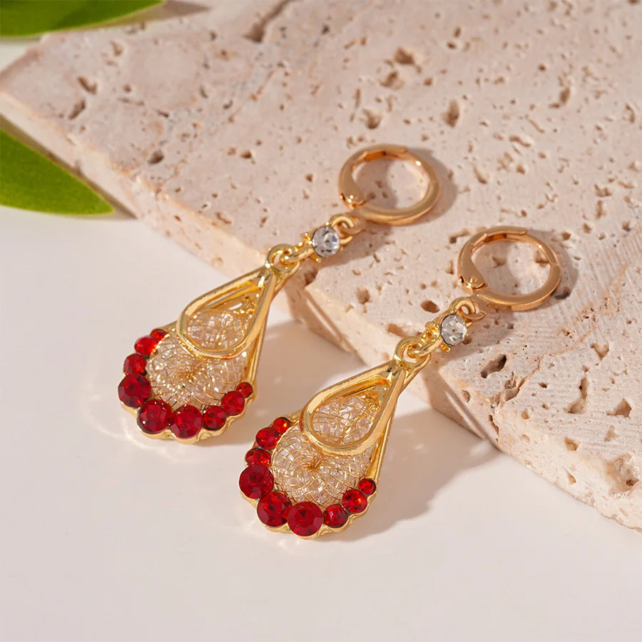 A Pair Purple Water Drop Crystal Long Tassel Earrings for Women Fashion Light Luxury Pendant Earrings Wedding Party Jewelry Gift
