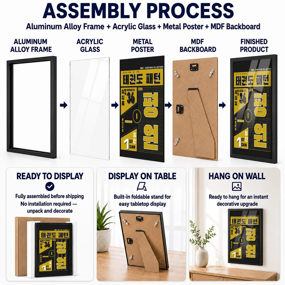 PO EUN ITF PATTERN Metal Poster With Aluminum Alloy Frame Customized Technical Drawing Wall Art For Home Gym And Training Studio