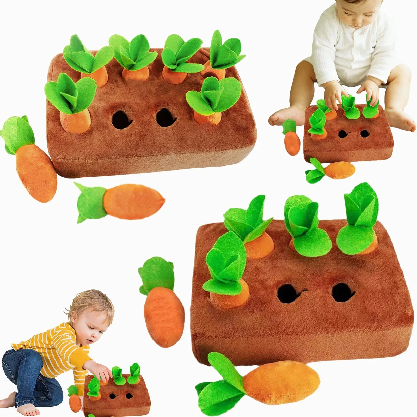 Imanes para niños, juego de mercado, raspador para olfatear, alfombra para olfatear, perro de peluche, zanahoria, juegos para olfatear, perro con 6/8 piezas, niña preescolar de 3 años