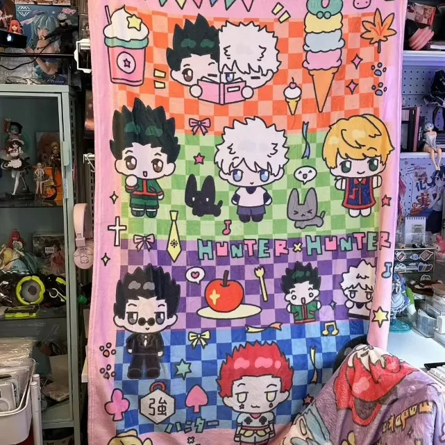 Full-Time  Versatile Flannel Blanket Fan Gift Polyester Fiber Universal Season Warmth Cartoon Pattern Machine Washable