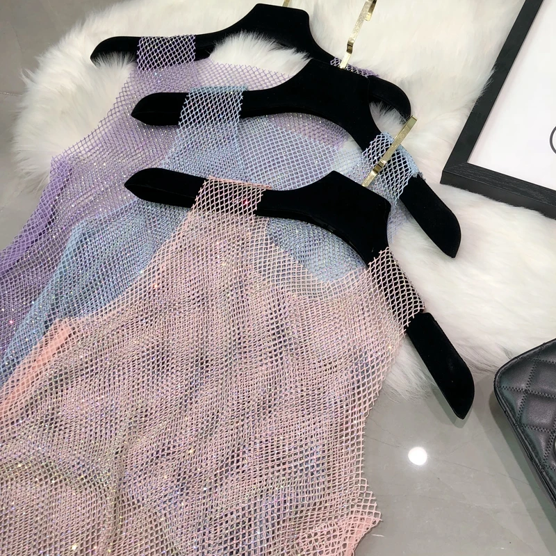 Crystal Beading Shiny Tanks Party Club Sexy Hollow Out Diamonds Stamping Camis Winky gilet senza maniche