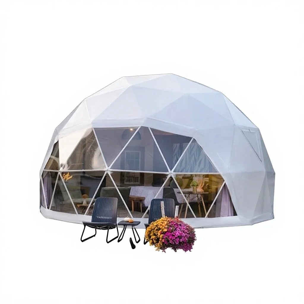Luxury PVC Geodesic Dome Hotel Glamping Tent House for Beach Hotel Accommodations and Seaside Panoramic View Bungalows