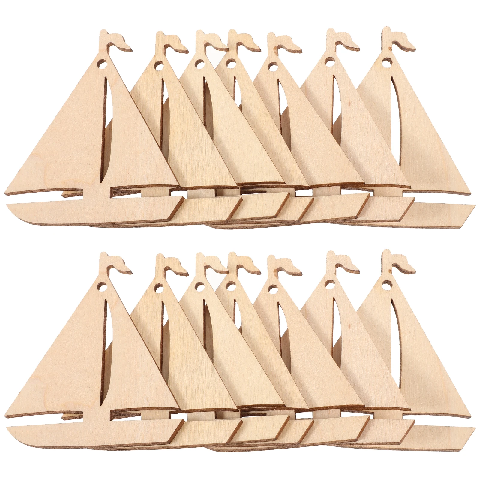 

50pcs Wood DIY Gifts Sailboat Hand-Painted Sailboat Cutouts Shape Wooden Cutouts Nautical Decor Kids Craft Hand Painted