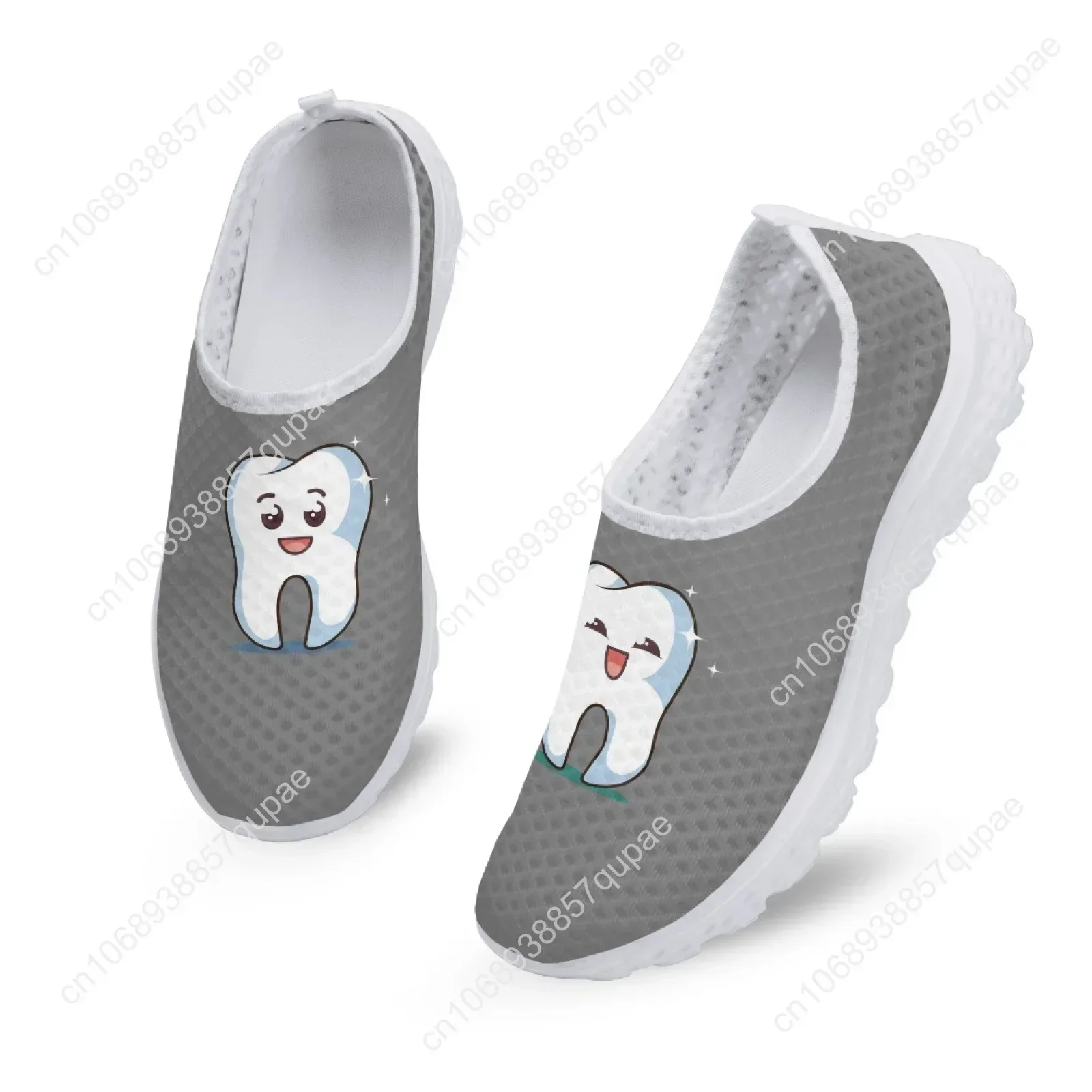 Lovely Cartoon Tooth Pattern Mesh High Quality Sneakers Women Men Teenager Casual Fashion Custom Made Tennis Flat Couple Shoes