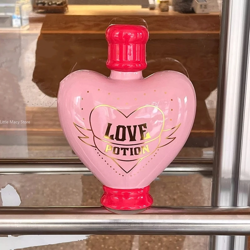 Creative Love Potion Ceramic Vase Pink Girl Heart Design Spotted Dog Design Home Decorations Gift Figurines   Flower Vase