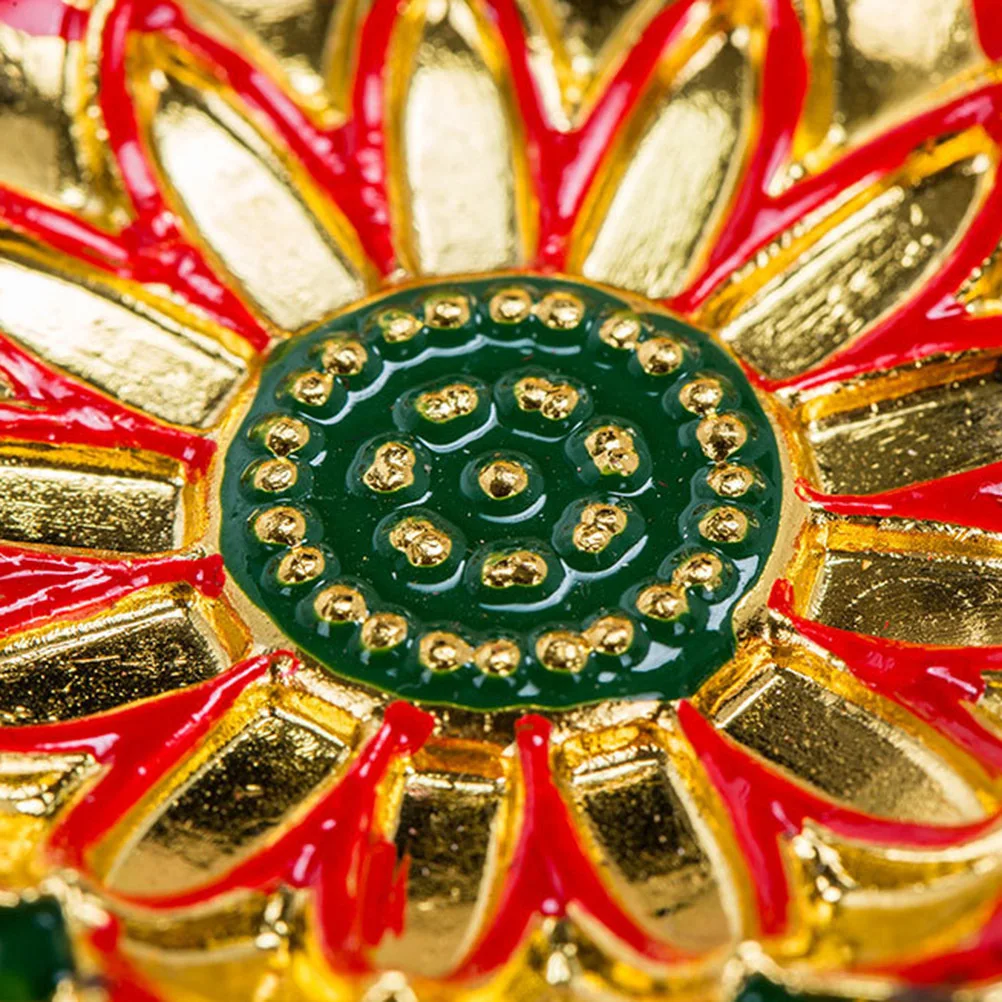 

Butter Lamp Holder Lotus Design Color Painting Tibetan Style Buddhism Crafts Anti Slip Bottom Elegant Decoration