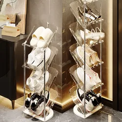 Zapatero transparente, organizador de zapatos de lujo ligero, estante de zapatos multicapa para mascotas, armario de zapatos de ahorro de espacio, estantes plegables para el hogar