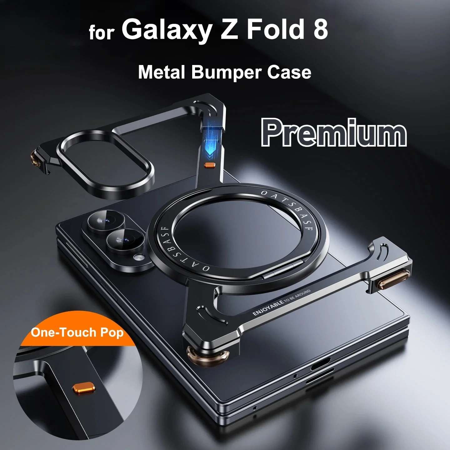Premium Metal for Magsafe Cases for Samsung Galaxy Z Fold 8 Wide 5G 360°Rotate Stand Aluminum Frameless Bumper Shock Grade Cover
