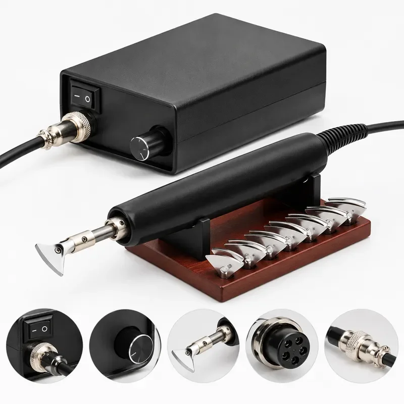 Digital Precision Temperature Control Leather Creasing Machine Set with 7pcs Heads Electric Tool for DIY Craft