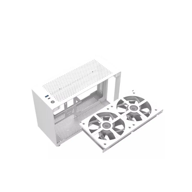 ITX Aluminum Chassis A4 White Side Through, Small Host 2MM Thickened Aluminum Frame Mesh Aluminum Side Plate Small Box JJ304