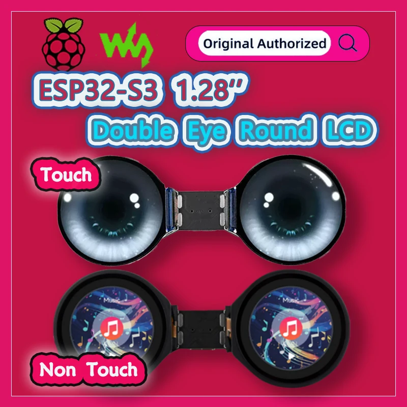 Waveshare 1.28inch Double Eye Round LCD AIoT Deve Board,  ESP32-S3, Onboard Dual 1.28inch IPS Displays,240 × 240 Resolution