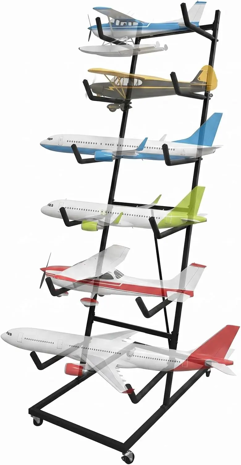 6Tiers RC Airplane Storage Rack Display Stand Model Airplane Stand with Foam Padding Multi-Function Aircraft Carrier Stand